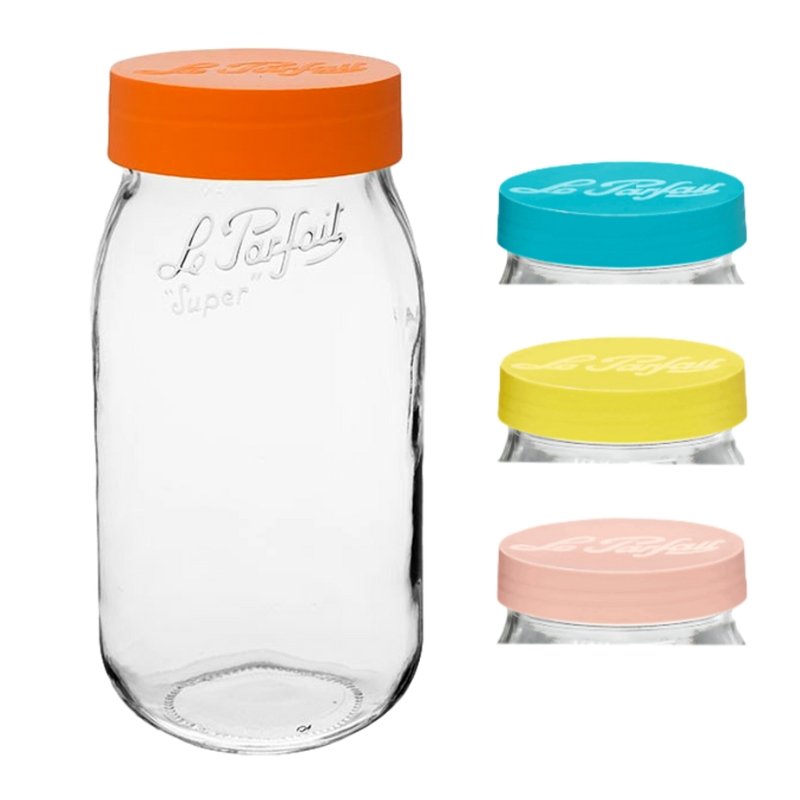Le Parfait Screw Top Jars – Large French Glass Jars For Pantry Storage  Preserving Bulk Goods, 4 pk GLD / 32 fl oz - QFC