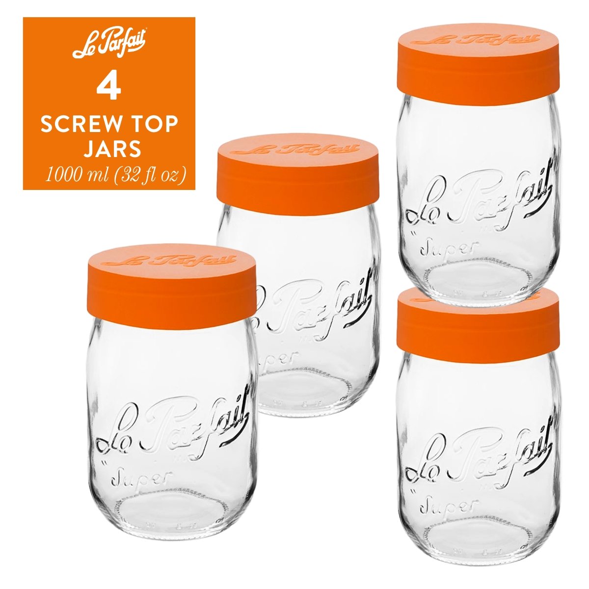 Le Parfait Screw Top Jars – Large French Glass Jars For Pantry Storage  Preserving Bulk Goods, 3 pk MIX / 64 fl oz - Fry's Food Stores