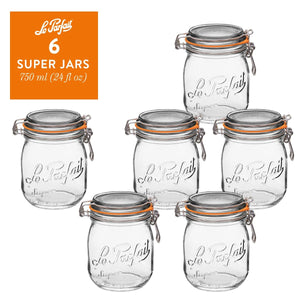 Le Parfait Super Jars – French Glass Round Jars With Airtight Lid For  Canning Food Storage, 3 pk / 48 fl oz - Kroger