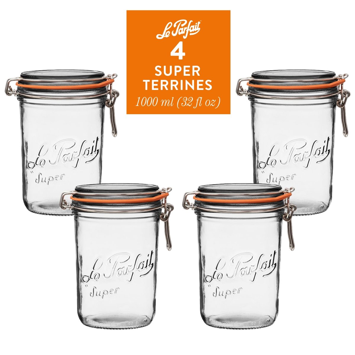 Buy Airtight glass jar terrine 750ml (10cm Ø) 1 unit Le Parfait