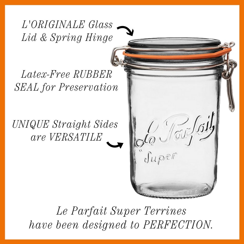 Le Parfait Super Jars – French Glass Round Jars With Airtight Lid